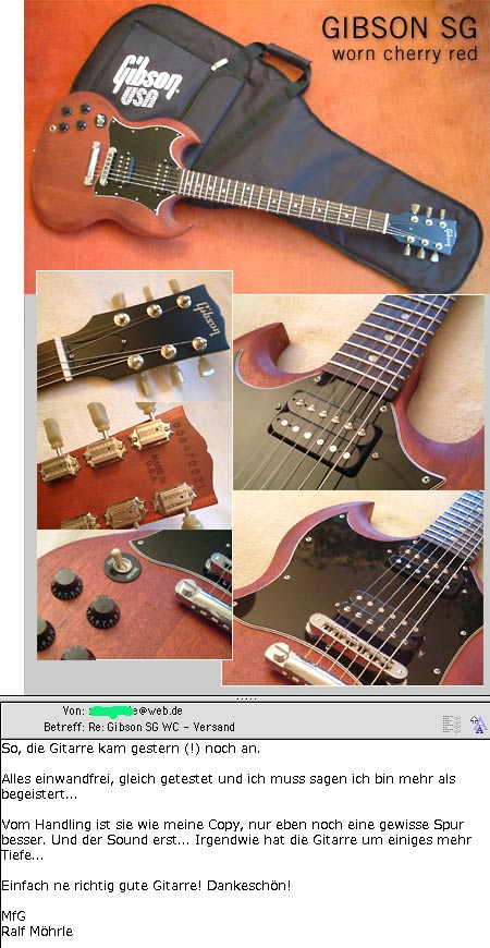 Lefthand GIBSON SG, worn cherry red