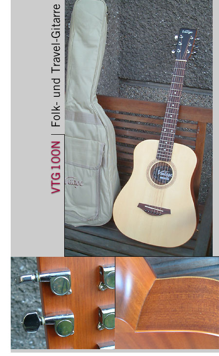 VINTAGE LH VTG-100 N Folk-Gitarre / Kinder, Linksh&auml;nder / Lefthand